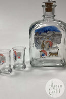Holmegaard Harald Wiberg Nisse og Kat Snapseflaske med 2 glas