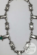 Georg Jensen 826 Sølv Halskæde No. 6 (Grøn Agat) (1909-1914)
