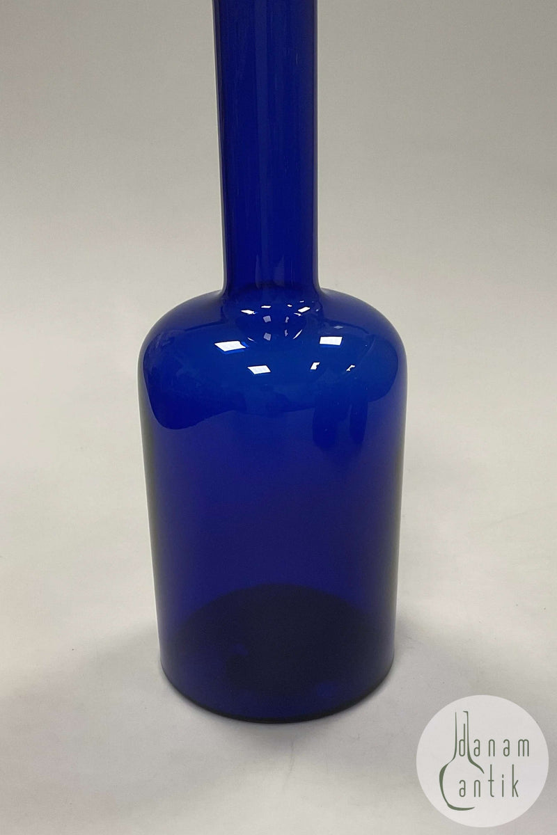 Holmegaard Kunstglas Vase / Flaske af Otto Brauer i blå farve