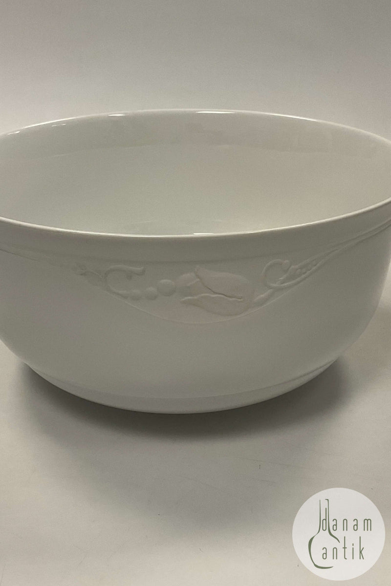 Royal Copenhagen Hvid Magnolia med uglaseret relief Salat Bowl No. 580
