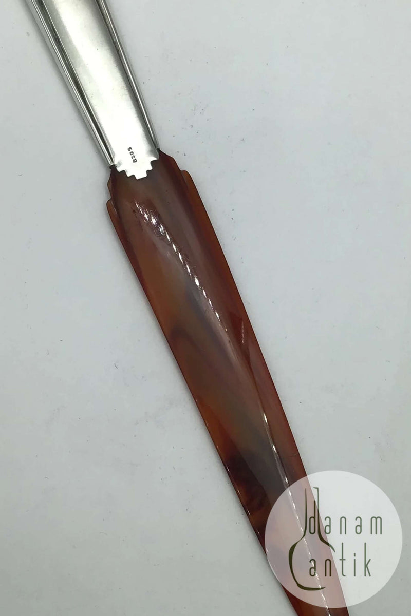 Dansk Sølv Brevkniv (Imiteret Rav)