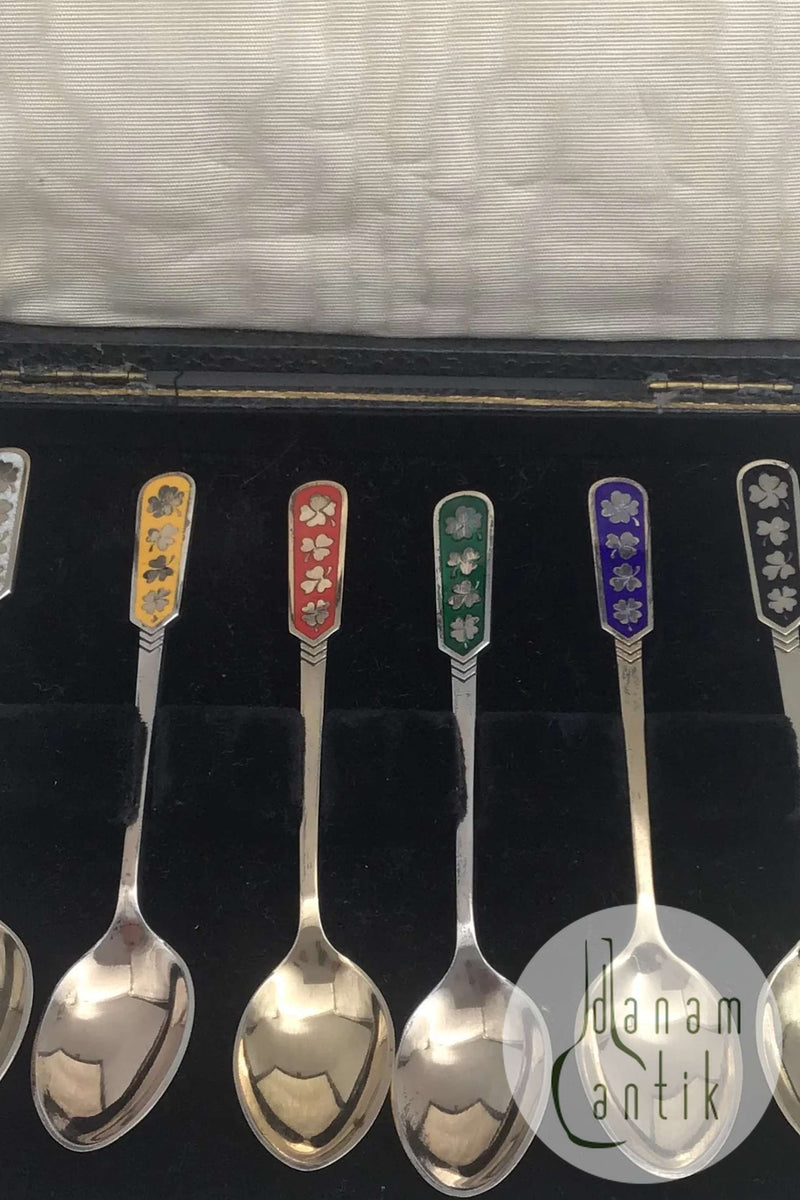 Egon Lauridsen (ELa) Sterling Sølv/Emalje Moccaskeer Forgyldt(6)