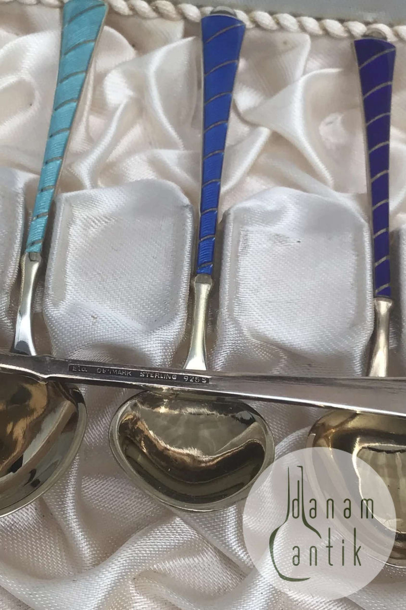 Egon Lauridsen (ELa) Sterling Sølv/Emalje Moccaskeer Forgyldt(6