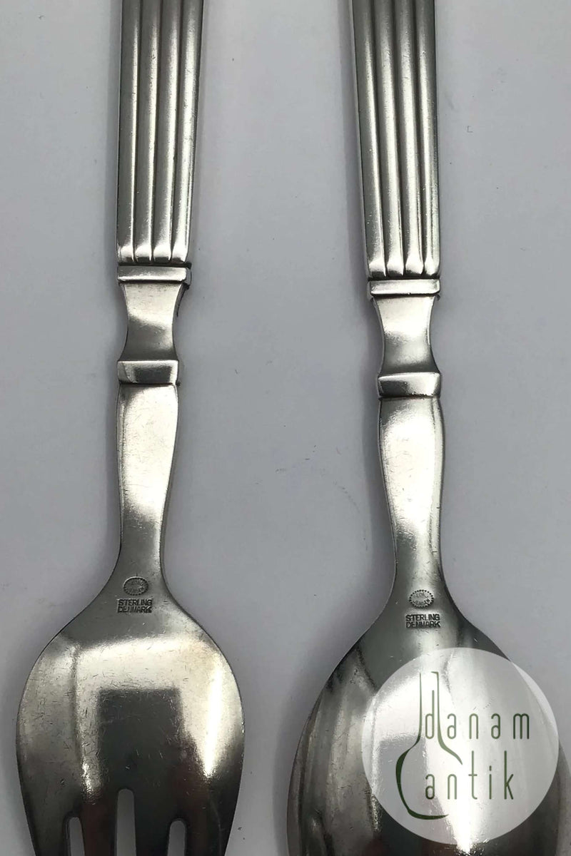 Georg Jensen Sterling Sølv Bernadotte Salatsæt No. 131
