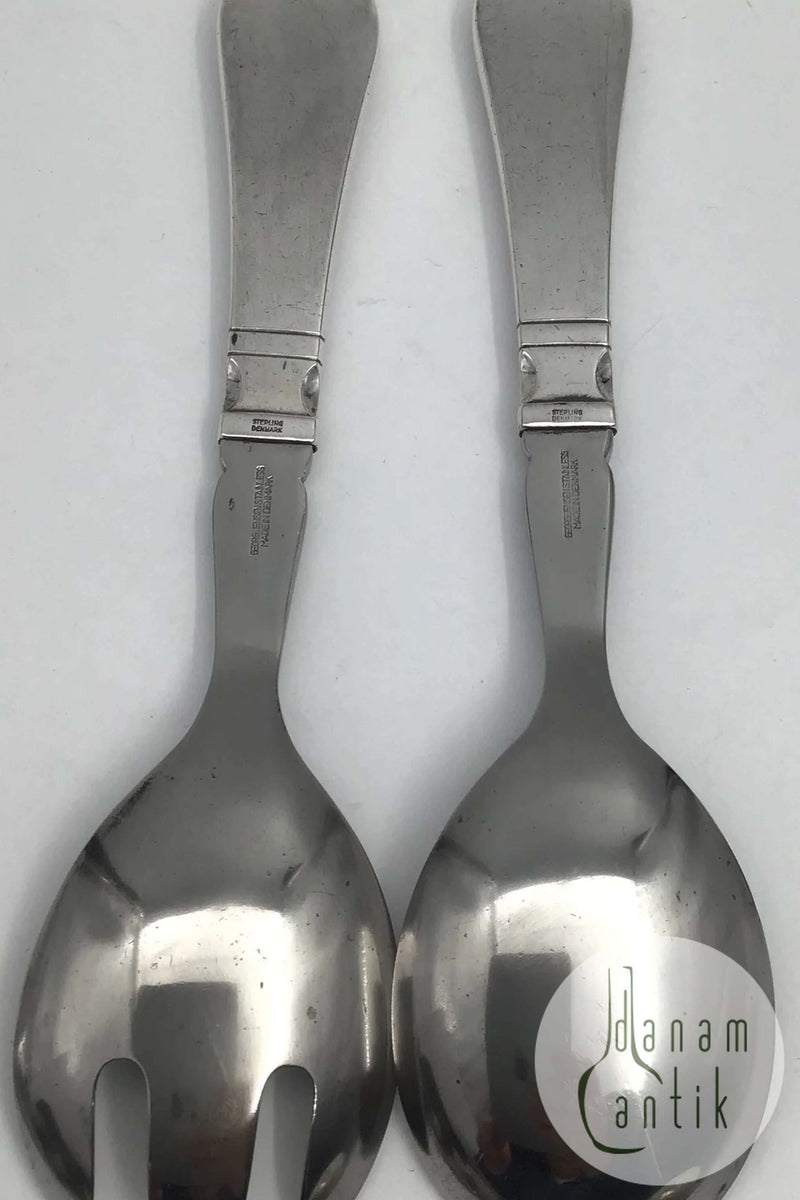 Georg Jensen Sterling Sølv / Stål Antik Salatsæt No. 133