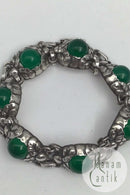 Georg Jensen Sterling Sølv Armlænke No. 57 B (Grøn Agat)