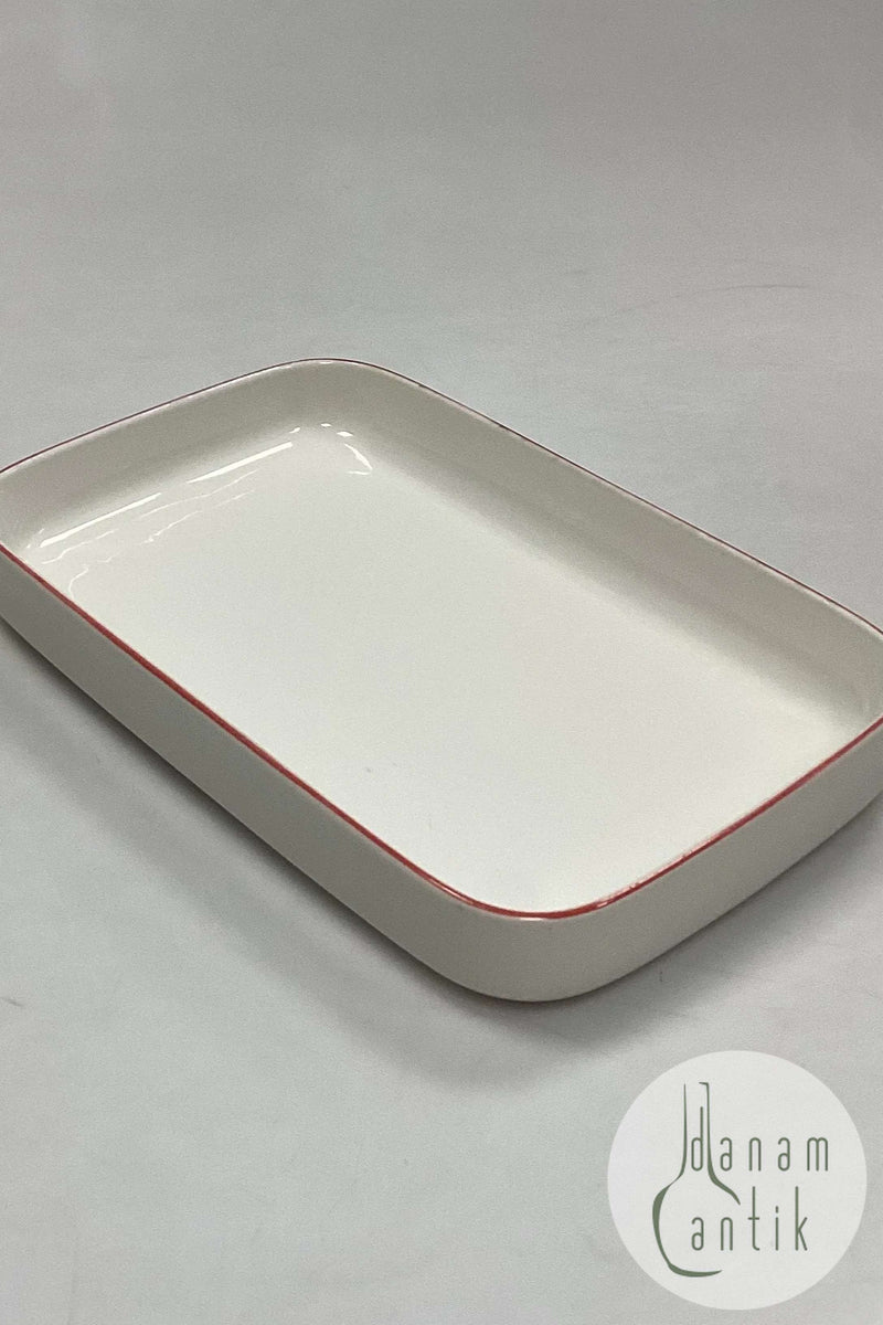 Royal Copenhagen Rødtop/Rødkant Rektangulært fad No. 3078