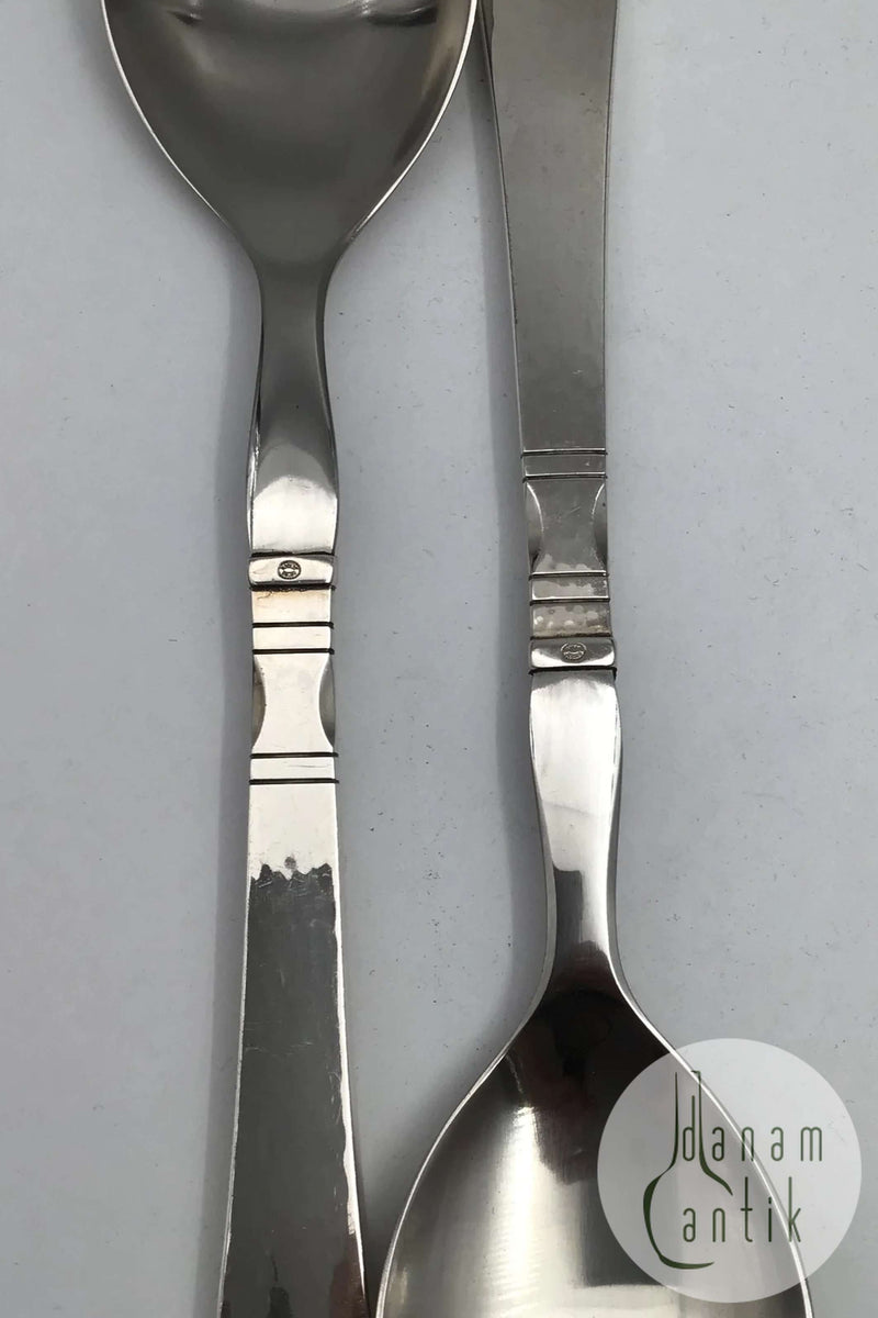 Georg Jensen Sterling Sølv / Stål Antik Salatsæt No. 132