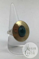 Hans Hansen Sterling Sølv / Guld Moderne Ring No. 51 (Cyan Aquamarin)