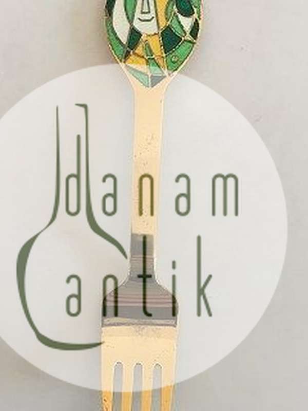 A. Michelsen 1980 Julegaffel Forgyldt Sterling Sølv med Emalje