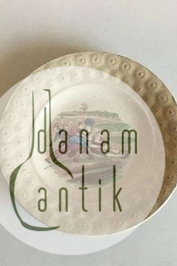 Gamle Engelsk Staffordshire Tallerken med motiv af mand der spiller rugby