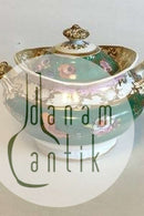 Engelsk Porcelæns sukkerskål med guld og blomster