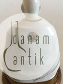 Pen og Blækhus i form af Porcelæn Buddha på Messing Fod