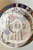 Derby Fajance dyb tallerken/platte med blomsterdekoration i rød, blå, grøn og guld