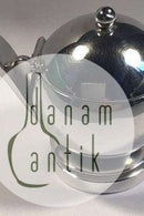 Georg Jensen Pyramide Sterling Sølv Sennepskrukke med grøn emalje  No 632