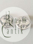 Georg Jensen øreklips i sterling sølv med sølvsten, lavet hos GJ af sølvsmed Andreasen.