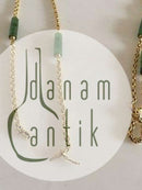 Georg Jensen 18K Guld Collier / Halskæde med Prydet med 6 stykker Grøn Jadesten