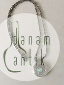 Georg Jensen Sterling Silber Halskette mit hellgrünem Stein.