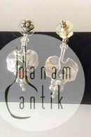 Georg Jensen Sterling Silber Jahr Ohrring von 1996 mit rotem Stein