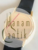 Ole Kortzau für Georg Jensen 18K Gold Damenuhr mit schwarzem Lederarmband Nr 1359