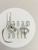 ジョージ ジェンセン スターリング シルバー スタッド ピアス No 9B クリアグリーン ストーン付き