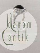 Georg Jensen Sterling Silver Ring No 1 with Mat Changing Blue Stone.