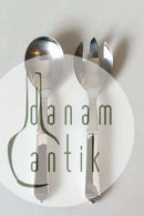 Georg Jensen Pyramid Serving Set, Medium No 133 in Sterling Silver and Stainless Steel