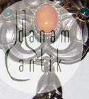 Danish Art Nouveau Brooch with Ambor and Green Stones