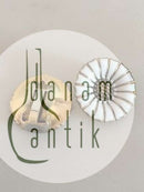 Anton Michelsen Daisy/Marguerite Earclips in gilded Sterling Silver and Enamel