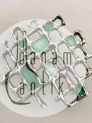 David Andersen Sterling Sølv Gitter Broche med Grøn Emalje