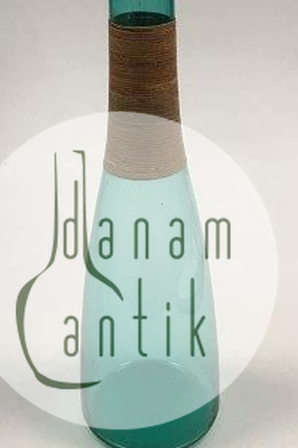 Kastrup Glasværk Opaline form Grøn Karaffel med bambusbevikling