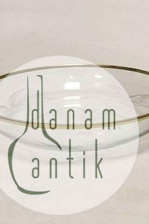 Lyngby Måge Glasassiet med slibning og guldkant