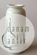 Holmegaard Atlantis vase. Hvid med blå dekoration