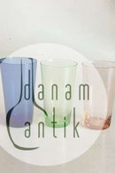 3 Vandglas af blåt, grønt og orange glas Holmegaard