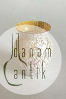 Glasvase, Gul med hvid dekoration