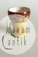 Glasvase, ravfarvet, bordeaux og hvid