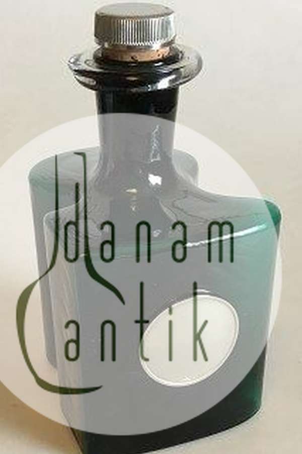 Holmegaard Hiverten af grønt glas med Plakette af Tin fra Just Andersen