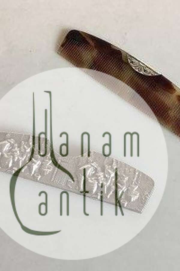 Håndkam med sølv holder med motif i relief