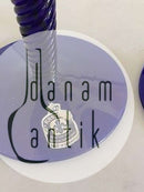 Et par kongeblå Amager / Twist Lysestager fra Kastrup Glasværk.