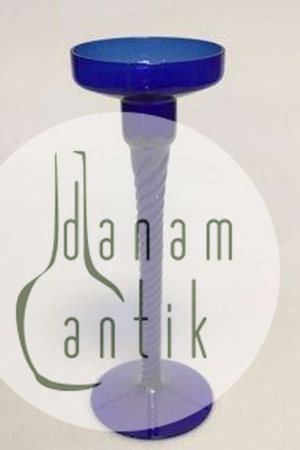 Kastrup Glasværk Amager/Twist Høj kongeblå Lysestage med snoet stilk