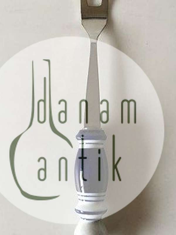 Rosenthal Blå Bjørn Wiinblad Siena Stor Kødgaffel i Keramik og Rustfrit Stål