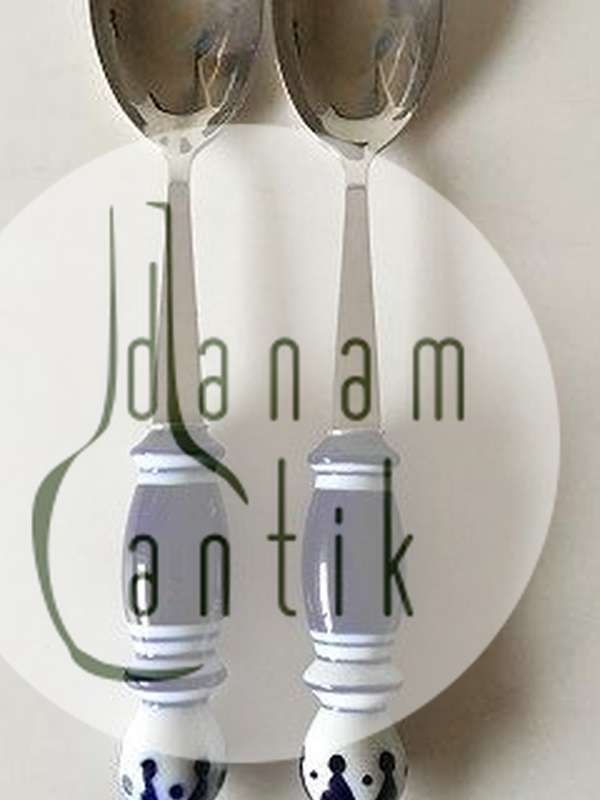 Rosenthal Blå Bjørn Wiinblad Siena Salat Serveringsæt i Keramik og Rustfrit Stål