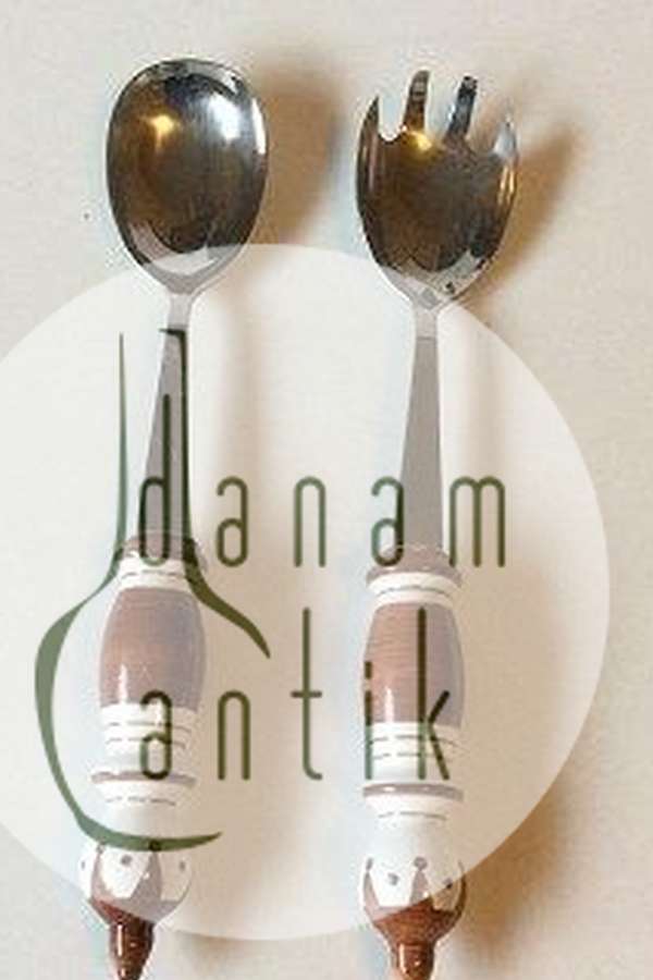 Bjørn Wiinblad Rosenthal Siena Porcelæn og stainless Salat Bestik, Brun