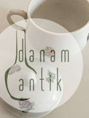 Royal Copenhagen Antik Bouillon Kop med Låg og Håndmalet Blomstermotiv 1820-1850