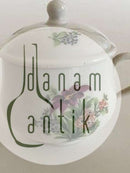 Royal Copenhagen Antik Bouillon Kop med Låg og Håndmalet Blomsterdekoration 1820-1850