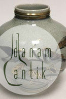 Royal Copenhagen Vase aus Steingut mit Craquelé-Glasur, verziert mit Vögeln und Weizenpflanzen in grüner Glasur, mit Gold besetzt Nr. 5062/3119