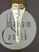 Sorenco Christmas Fork 1970 made of gilded sterling silver with blue enamel.