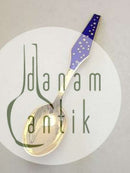 Sorenco Christmas Spoon 1970 made of gilded sterling silver with blue enamel