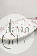 Royal Copenhagen Blue Fluted Red Ruby/Pink with Gold Edge Full Lace Small Oval Dish No 2/1115