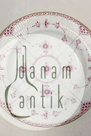 Royal Copenhagen Blue Fluted Red Ruby/Pink with Gold Edge Half Lace Dinner Plate No 2/571